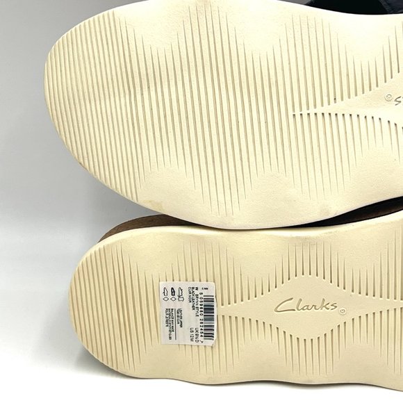 Clarks Womens Size 12 Brynn Style Black Leather Slip On Floral Sandals Shoes - Picture 10 of 13